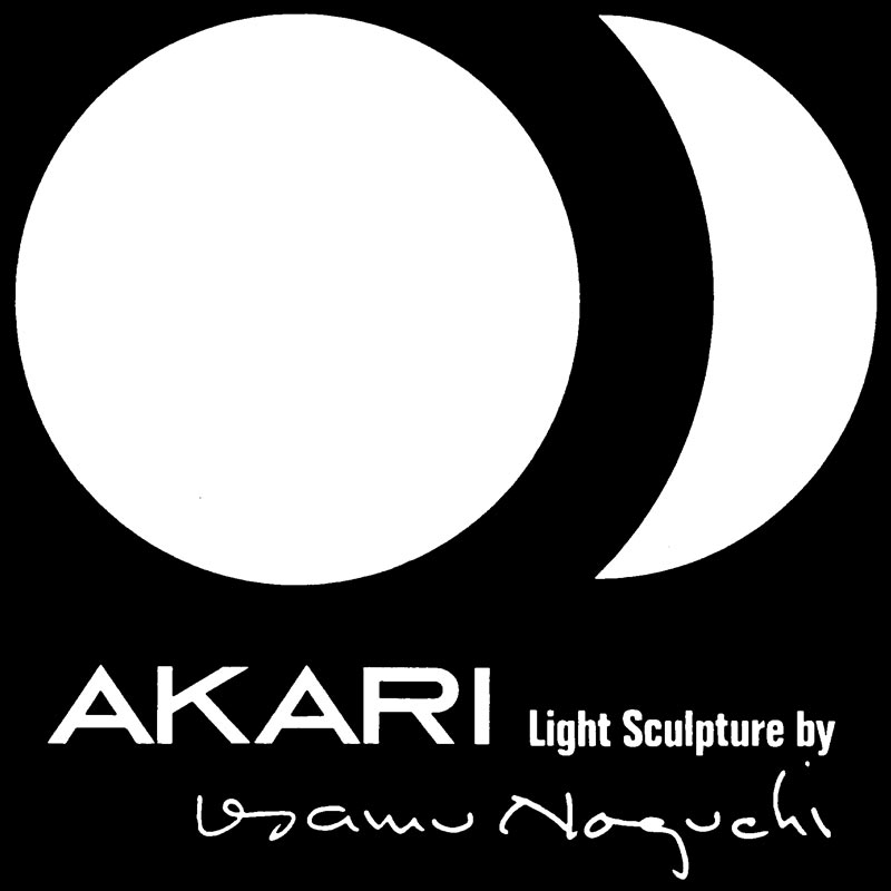Logo Akari, light sculpture by Isamu Noguchi noir et blanc