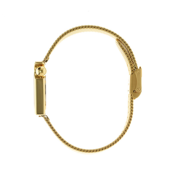 Montre Mach 2000 Mini Square dorée avec bracelet en métal doré créée par Roger Tallon