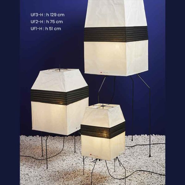 Série de lampes Akari UF1-H, UF-H, UF3-H créées par Isamu Noguchi