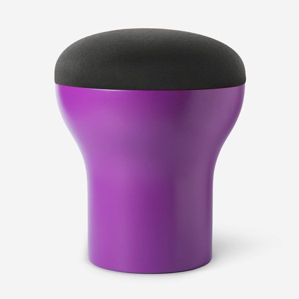 Tabouret Cryptogamme pied violet, coussin noir, design Roger Tallon Sentou Edition