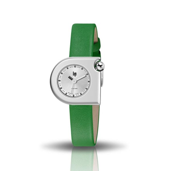 Montre Mach 2000 mini argent femme de Roger Tallon avec bracelet en cuir vert