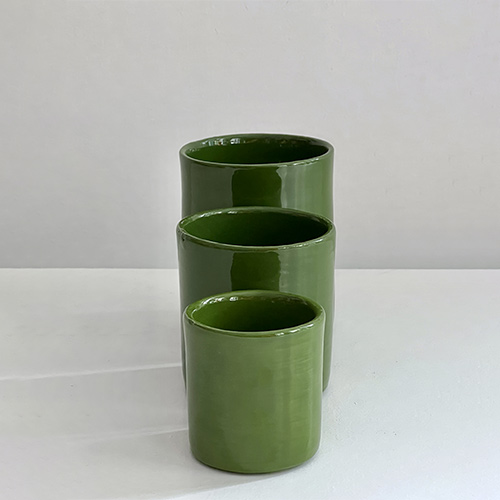 Tasses vertes 3 tailles, collection de vaisselle en céramique Terra par Sentou