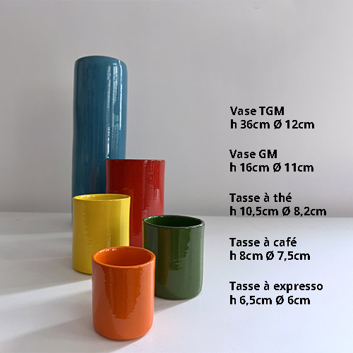 Collection de céramique Terra Sentou Edition, dimensions des différents modèles