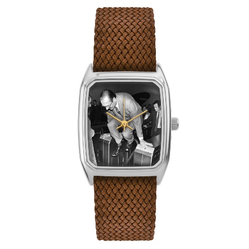 president montre homme perlon marron