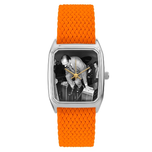 president montre homme perlon orange